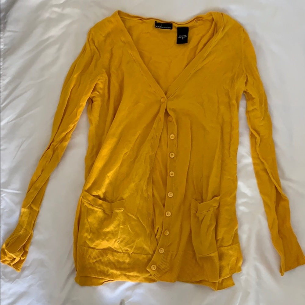 YELLOW CARDIGAN SWEATER